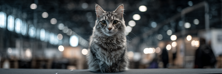 Cat on judging table at a cat show, symbolizing the responsibility of judges in shaping breed direction