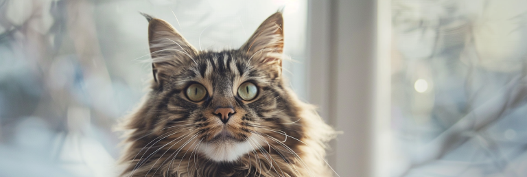 Close-up portrait of a long-haired pedigree cat showing balanced head structure and breed expression.
